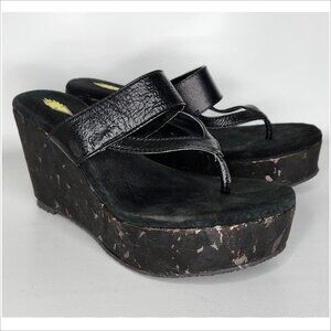 VOLATILE size7 woman Leather upper black sliver specs platform Sandals Authentic